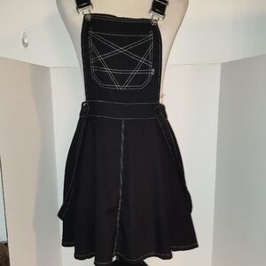 Royal Bones Overall Schoolgirl Dress Black Goth Straps Pentagran Tripp sz Small